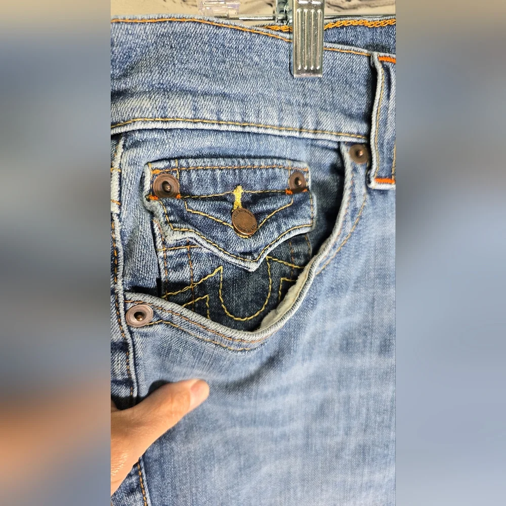 True Religion Men's Blue Denim Cutoff‎ Shorts Size 33